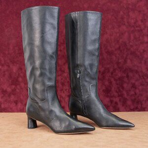 Vince Women Floris Black Leather Pointy toe Heel Dress Knee Boots 8US EUR 38.5